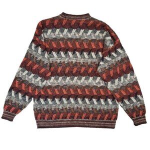 Vtg 90s Protege Collection Textured Knit Coogi Style Sweater L Cosby Grandpa Y2K